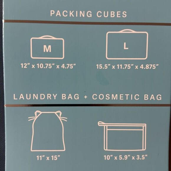 blissโBlue Green Blush Pink Mesh Stripe 4pc Travel Packing Cube Set - Picture 4 of 12